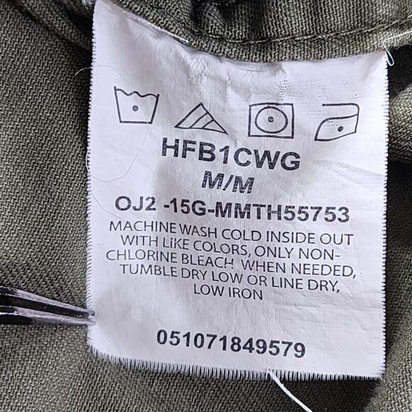 Wrangler Shirt Mens M Green Cotton Long Sleeve Button Front Workwear Outdoors - Picture 7 of 11